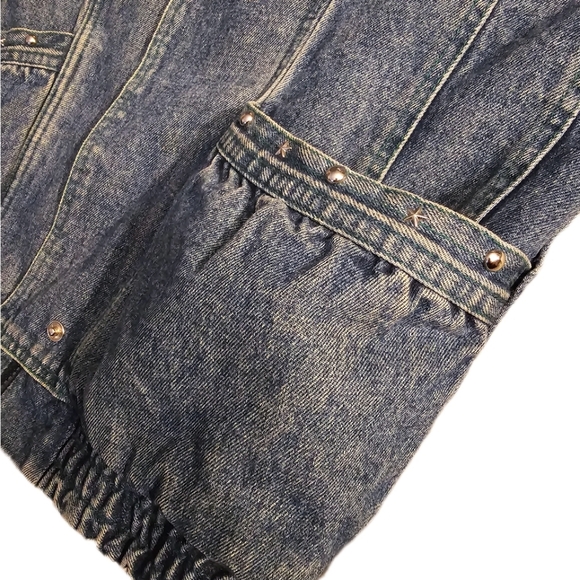 Truckee River Llama Ranch 80s Denim Bomber Jacket Fur Lining W-878 - Picture 8 of 16